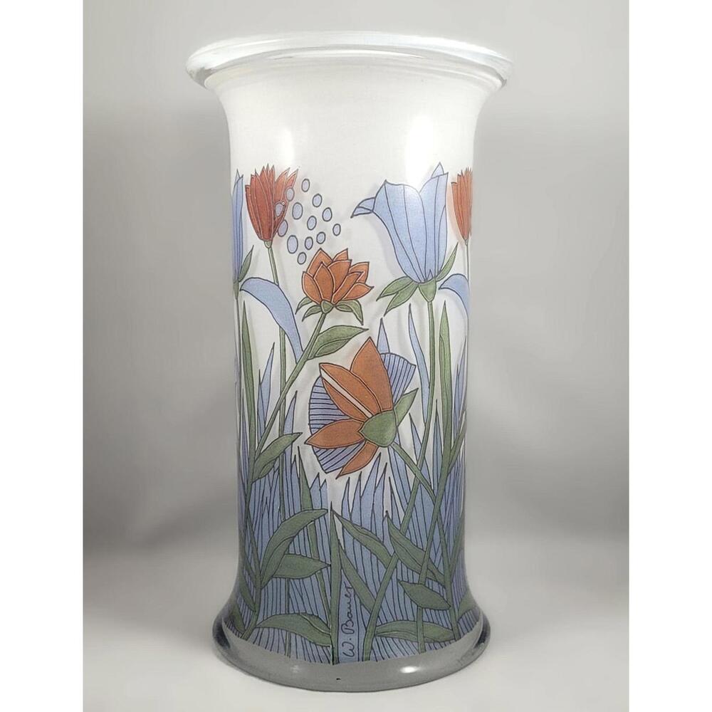 Rosenthal Studio Line 1970’s Cased Glass Floral Vase - Artist Signed Wolf Bauer